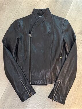 Sleek Black Asymmetrical Leather Jacket